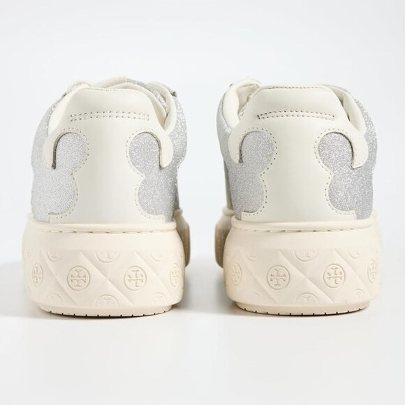 NEW TORY BURCH Leather Ladybug Sneakers For women  silver glitter multi 72529j4 - Picture 6 of 9